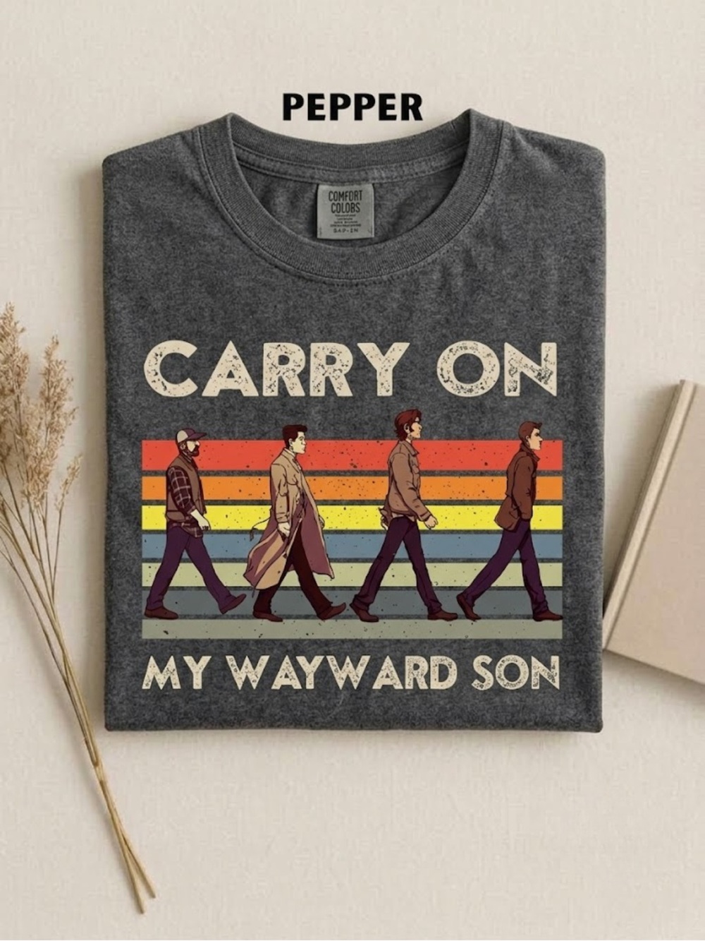 Comfort Colors Pepper Grey 'Carry On My Wayward Son' Graphic Tee